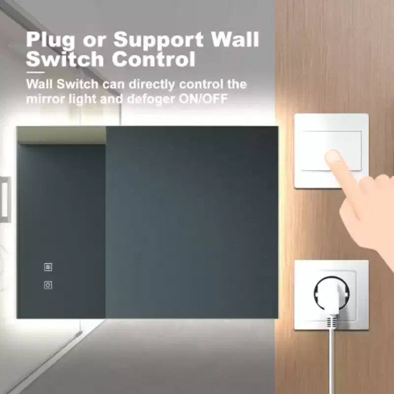 Espejo de tocador LED elegante para baño de 36X28 pulgadas, con alto flujo luminoso, regulación táctil y control mediante interruptor de pared