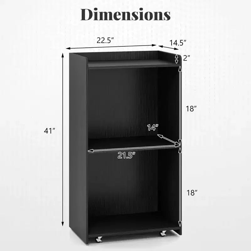 Pupitre de présentation de 41 pouces avec 2 étagères de rangement, chariot pour ordinateur portable avec 4 roulettes, noir/blanc