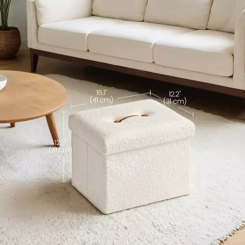 Petit pouf pliant avec rangement et repose-pieds, 12.2 x 16.1 x 12.2 pouces, pouf robuste avec rangement dissimulé, supporte jusqu’à 286 lb