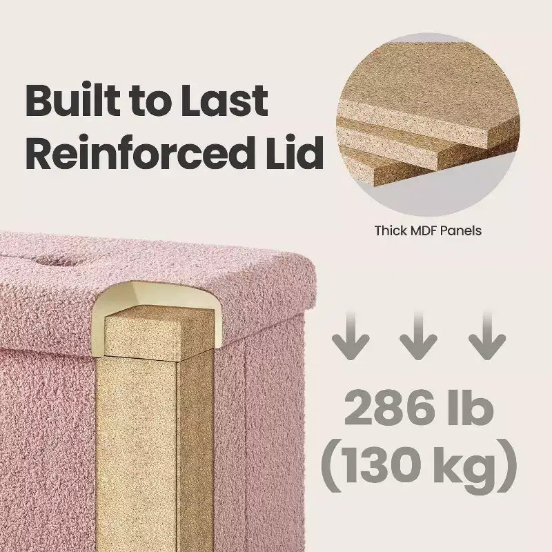 Petit pouf pliant avec rangement et repose-pieds, 12.2 x 16.1 x 12.2 pouces, pouf robuste avec rangement dissimulé, supporte jusqu’à 286 lb