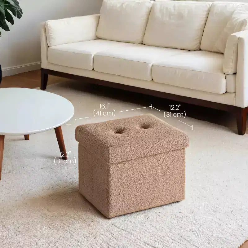 Kleiner klappbarer Aufbewahrungshocker mit Fußstütze, 12.2 x 16.1 x 12.2 Zoll, stabiler Hocker mit verstecktem Stauraum, belastbar bis 286 lb