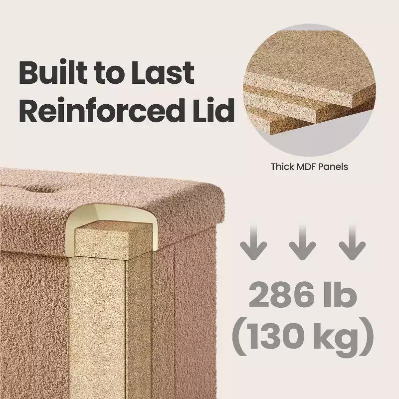 Petit pouf pliant avec rangement et repose-pieds, 12.2 x 16.1 x 12.2 pouces, pouf robuste avec rangement dissimulé, supporte jusqu’à 286 lb