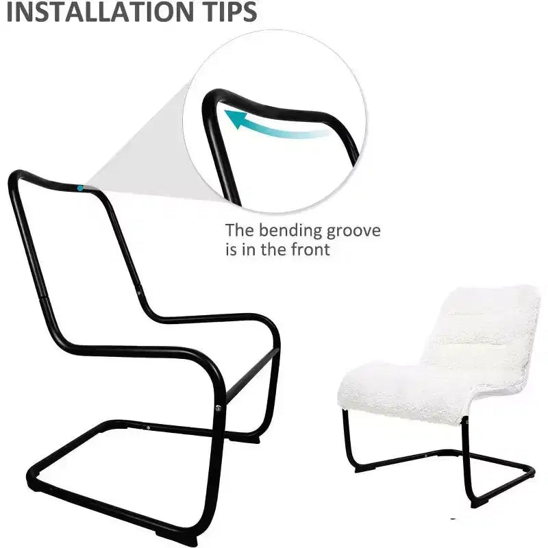 Fauteuil de détente à structure en métal rembourrée, siège en fausse peau lainée, blanc