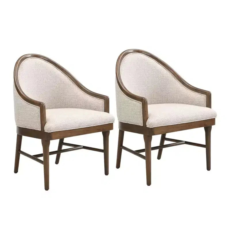 Polsterstuhl im Mid-Century-Modern-Stil mit Twill-Bezug und geschwungener Rückenlehne (2er-Set)