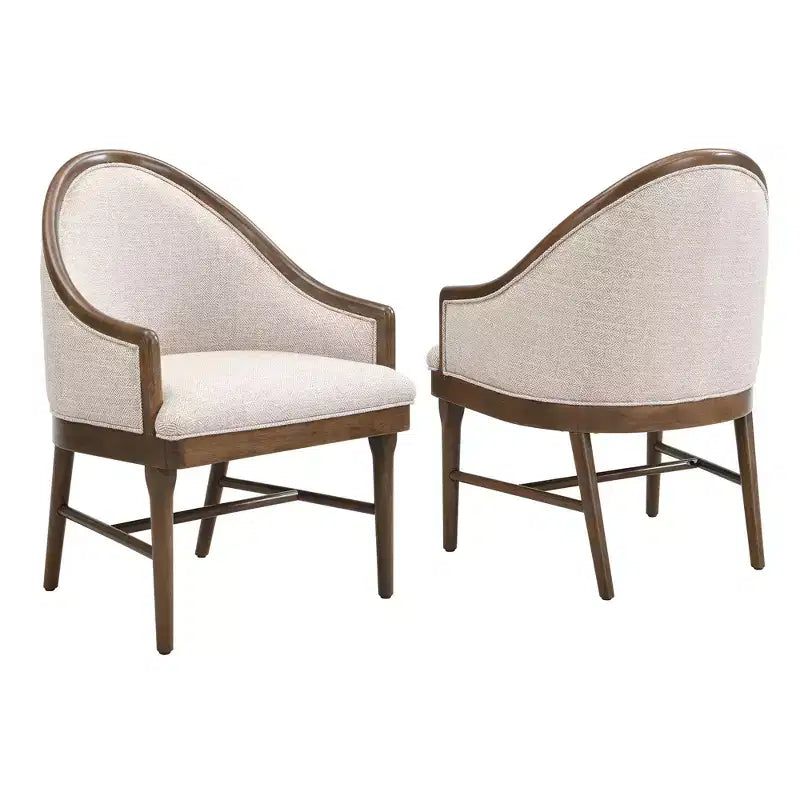 Polsterstuhl im Mid-Century-Modern-Stil mit Twill-Bezug und geschwungener Rückenlehne (2er-Set)