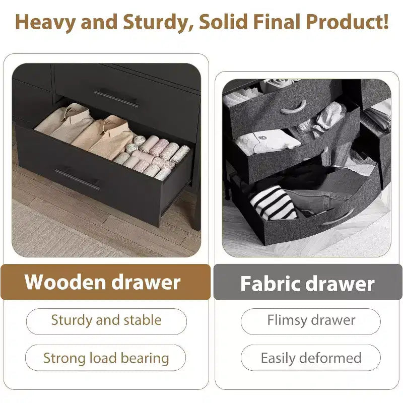 Commode en rotin à 6 tiroirs avec station de recharge, coffre de rangement pour chambre, salon, couloir ou chevet