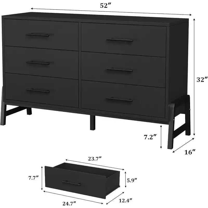 Kommode aus Rattan mit 6 Schubladen und Ladestation, Aufbewahrungstruhe für Schlafzimmer, Wohnzimmer, Flur oder neben dem Bett
