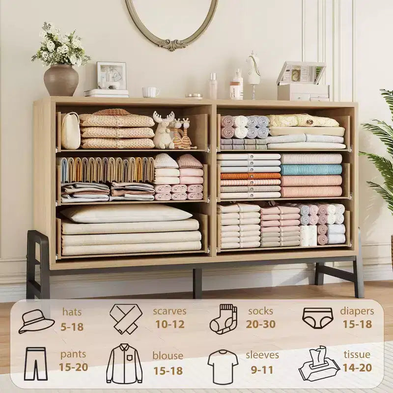 Kommode aus Rattan mit 6 Schubladen und Ladestation, Aufbewahrungstruhe für Schlafzimmer, Wohnzimmer, Flur oder neben dem Bett