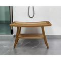 Banco rectangular de ducha de teca maciza natural de 28 con estante