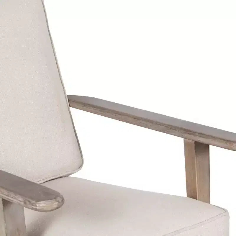 Fauteuil d’appoint artisanal en bois de manguier avec assise rembourrée et pieds inclinés