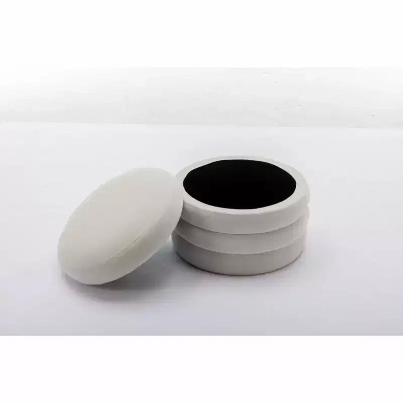 Otomana redonda moderna con almacenamiento, silla de tocador, reposapiés tapizado en terciopelo suave y estante de madera, para sofá, dormitorio o entrada