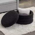 Otomana redonda moderna con almacenamiento, silla de tocador, reposapiés tapizado en terciopelo suave y estante de madera, para sofá, dormitorio o entrada