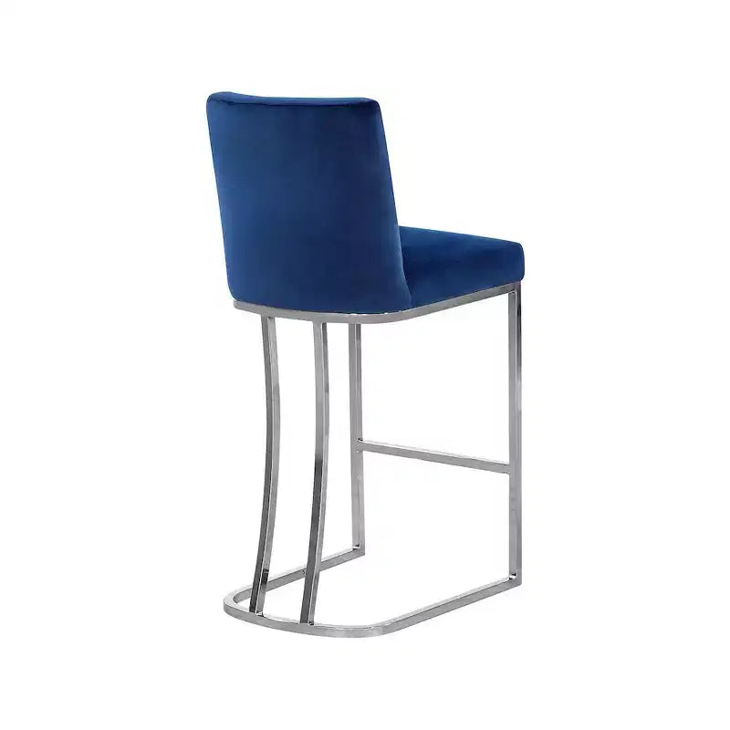 Tabouret en velours bleu marine, tabouret d’appoint doux et rembourré, repose-pieds élégant pour chambre et salon