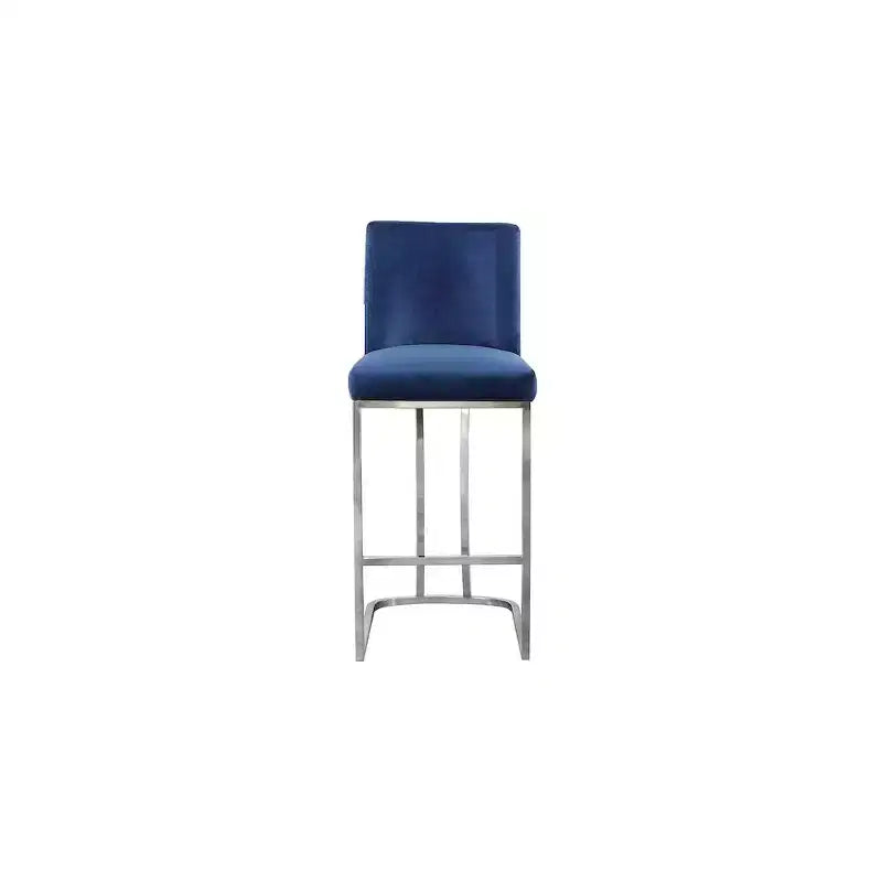 Taburete de terciopelo azul marino, asiento auxiliar tapizado suave, reposapiés elegante para dormitorio y sala de estar