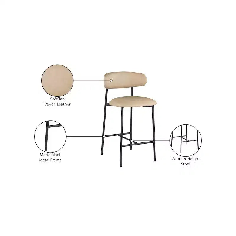 Barhocker aus veganem Leder, 2er-Set