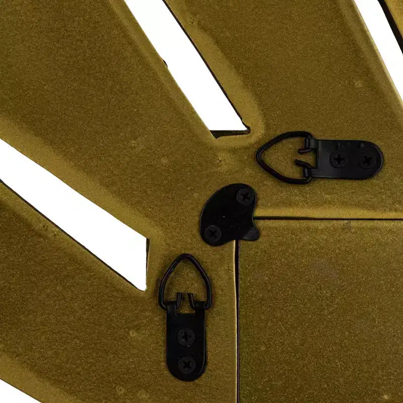 Rechteckiger Wandspiegel mit Sonnenstrahlrahmen, goldfarben