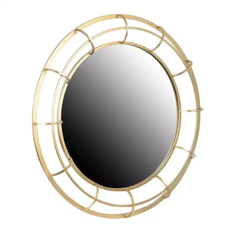 Runder Wandspiegel mit Drahtrahmen, Gold