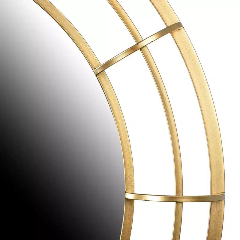Runder Wandspiegel mit Drahtrahmen, Gold