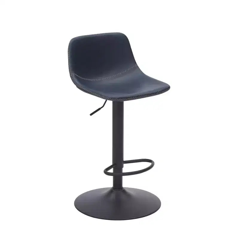Juego de 2 taburetes altos de bar giratorios azules, ajustables, con respaldo y reposapiés para isla de cocina