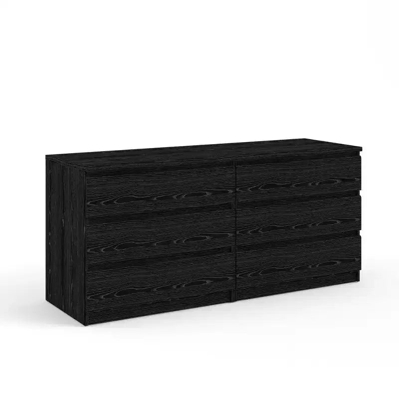 Kommode mit 6 Schubladen, schwarze Holzmaserung