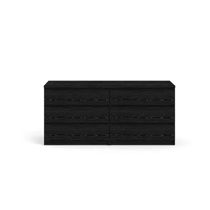 Kommode mit 6 Schubladen, schwarze Holzmaserung