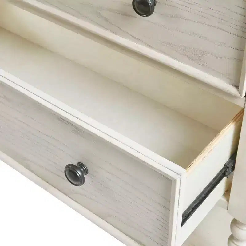 Mesa auxiliar estilo granja de madera maciza con 2 cajones y estante, para dormitorio y sala de estar