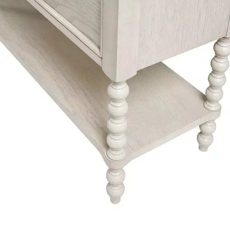 Mesa auxiliar estilo granja de madera maciza con 2 cajones y estante, para dormitorio y sala de estar