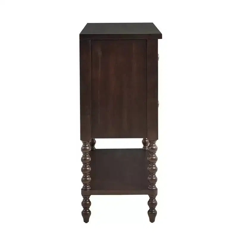Mesa auxiliar estilo granja de madera maciza con 2 cajones y estante, para dormitorio y sala de estar