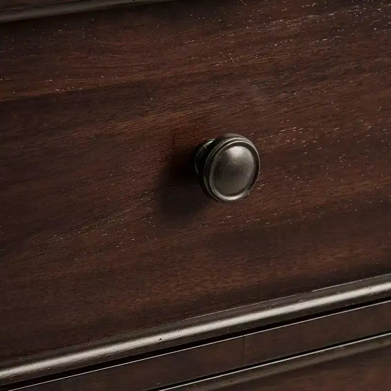 Mesa auxiliar estilo granja de madera maciza con 2 cajones y estante, para dormitorio y sala de estar