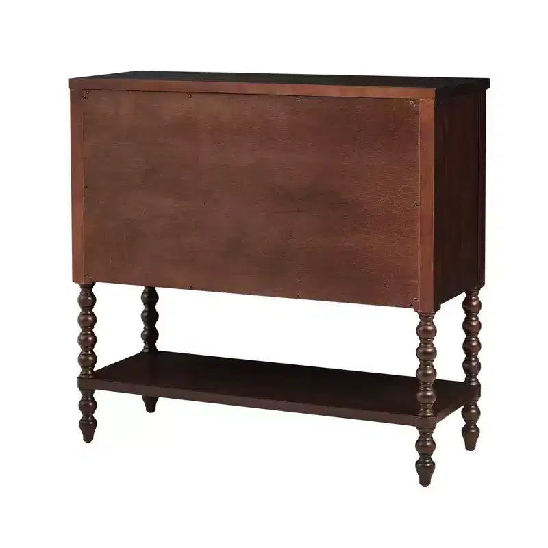 Mesa auxiliar estilo granja de madera maciza con 2 cajones y estante, para dormitorio y sala de estar