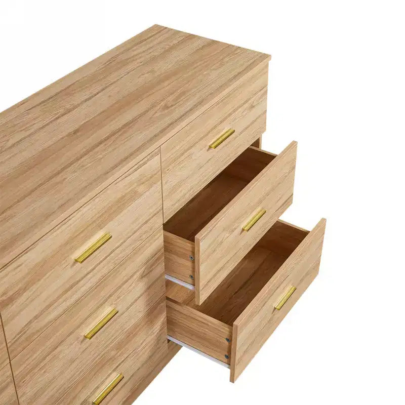 Moderne Kommode mit 8/9 Schubladen und goldenen Griffen, breite Schlafzimmerkommode fürs Wohnzimmer