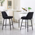 Lot de 2 tabourets de bar pivotants à hauteur de comptoir, rotation à 360, assise rembourrée de 25.6in de hauteur, tissu de lin noir, pour îlot de cuisine ou bar de pub
