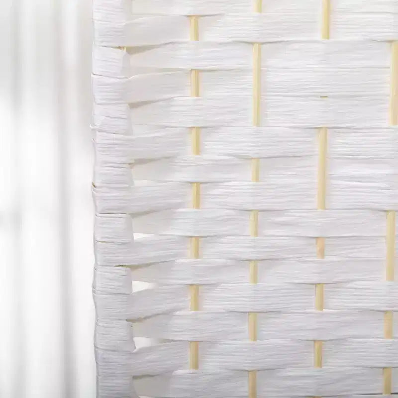 Paravent pliant à 4 panneaux pour préserver l’intimité, cloison autoportante en fibres à motif ondulé pour la maison, blanc