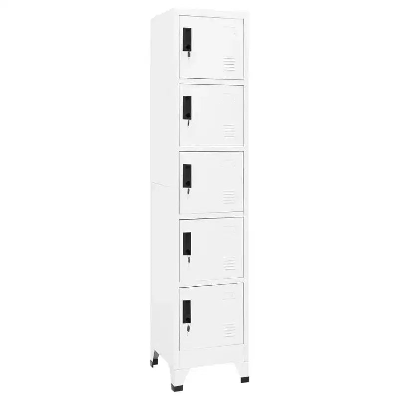 Armoire vestiaire en acier blanc - Grand espace de rangement, aérations, portes verrouillables, porte-étiquettes, montage facile