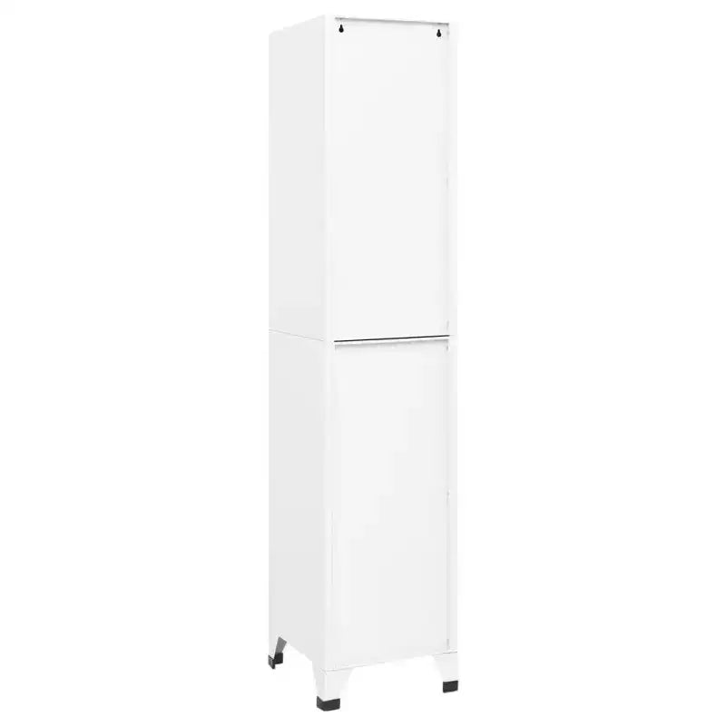Armoire vestiaire en acier blanc - Grand espace de rangement, aérations, portes verrouillables, porte-étiquettes, montage facile