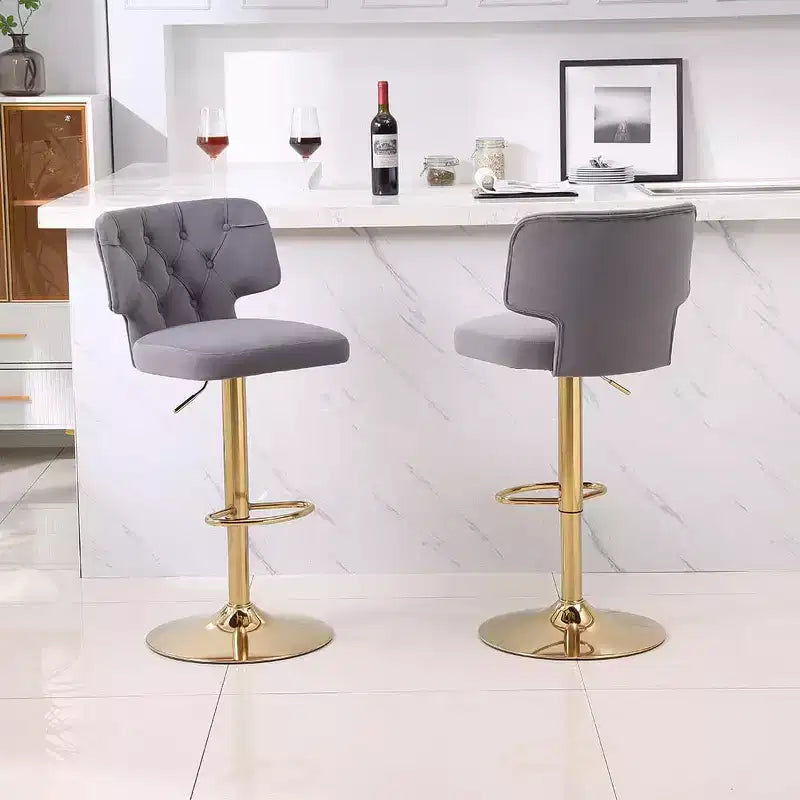 2 Barhocker, moderne Tresenhocker mit Rückenlehne, Polsterung, Drehfunktion und Höhenverstellung für Kücheninsel oder Restaurant, Smaragdgrün