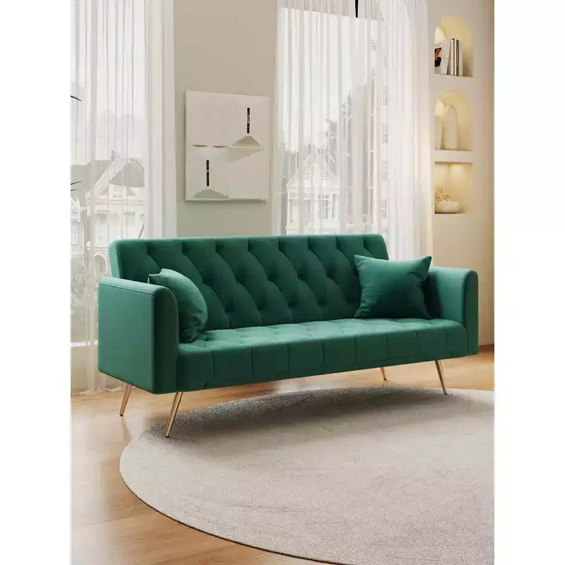 Bequemer Samt-Zweisitzer für Wohnzimmer oder Schlafzimmer, grün