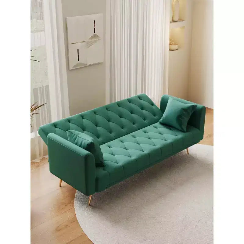 Bequemer Samt-Zweisitzer für Wohnzimmer oder Schlafzimmer, grün