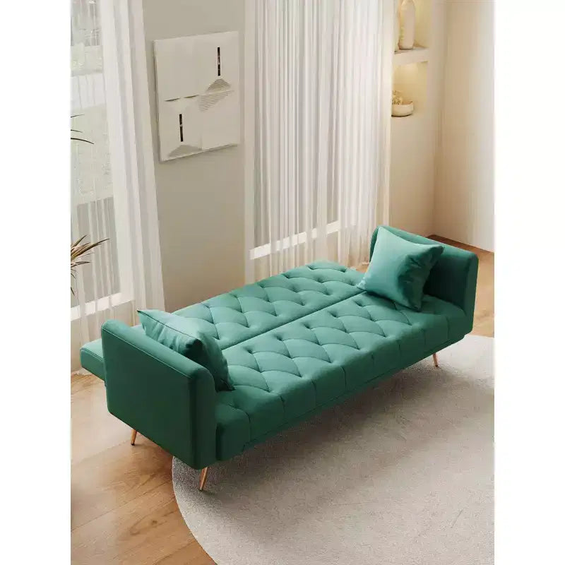 Sofá de dos plazas de terciopelo, cómodo, verde, para sala de estar o dormitorio