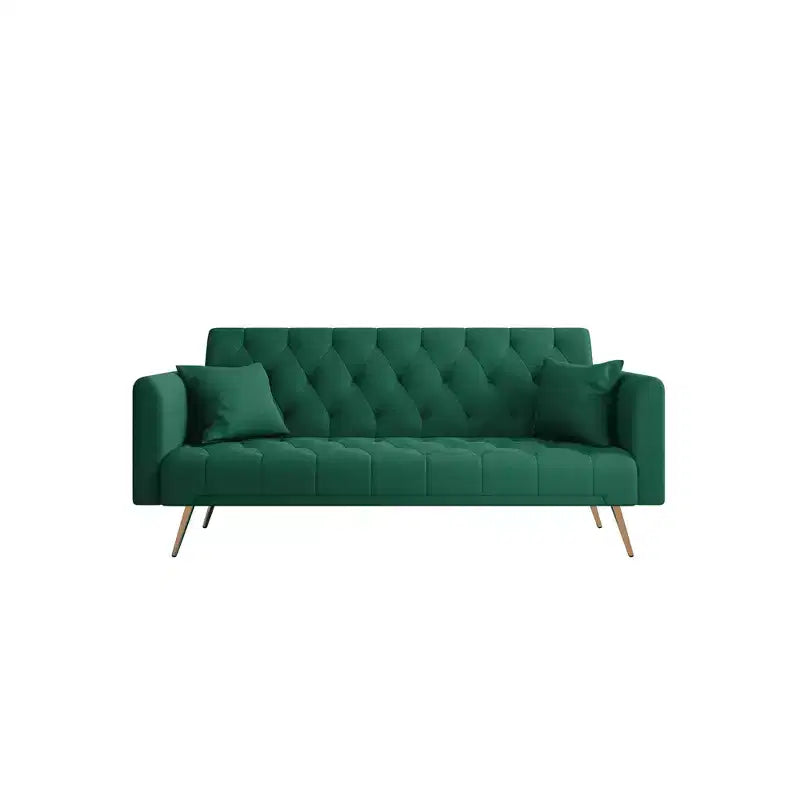 Sofá de dos plazas de terciopelo, cómodo, verde, para sala de estar o dormitorio