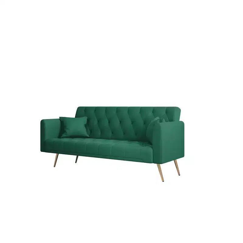 Sofá de dos plazas de terciopelo, cómodo, verde, para sala de estar o dormitorio