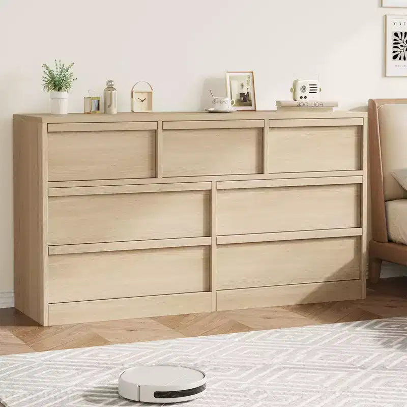 Commode à 7 tiroirs pour chambre, commode double moderne avec 7 grands tiroirs de rangement, en bois, pour chambre, salon ou chambre de bébé