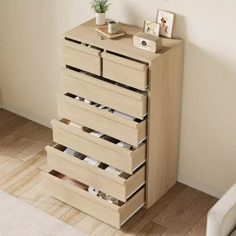 Kommode mit 7 Schubladen fürs Schlafzimmer, moderner Doppel-Schubladenschrank mit 7 geräumigen Schubladen, Kommode aus Holz für Schlafzimmer, Wohnzimmer und Kinderzimmer