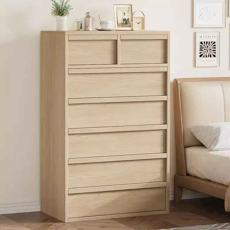 Kommode mit 7 Schubladen fürs Schlafzimmer, moderner Doppel-Schubladenschrank mit 7 geräumigen Schubladen, Kommode aus Holz für Schlafzimmer, Wohnzimmer und Kinderzimmer