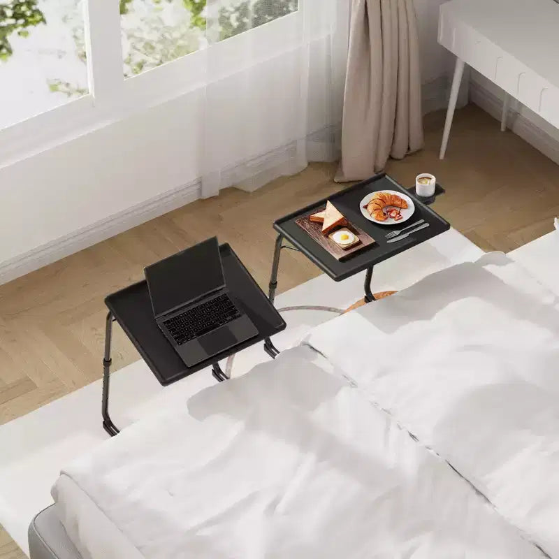 Tablette réglable pour plateau-repas TV, à utiliser au lit ou sur le canapé, table pliante confortable avec 6 réglages de hauteur et 3 angles d’inclinaison, table d’appoint