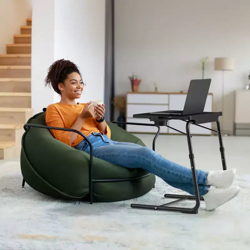Tablette réglable pour plateau-repas TV, à utiliser au lit ou sur le canapé, table pliante confortable avec 6 réglages de hauteur et 3 angles d’inclinaison, table d’appoint