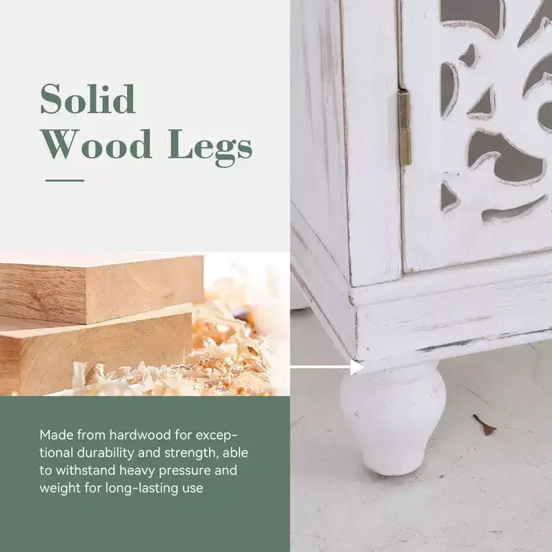 Aparador de almacenamiento decorativo con tallado calado envejecido y patas de madera maciza, para sala de estar, recibidor y vestíbulo