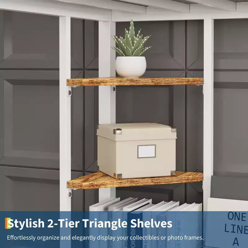 Cama alta Twin con escritorio grande y estantes de almacenamiento, cama alta de metal con barandilla de seguridad y escalera para niños y adultos, ahorra espacio