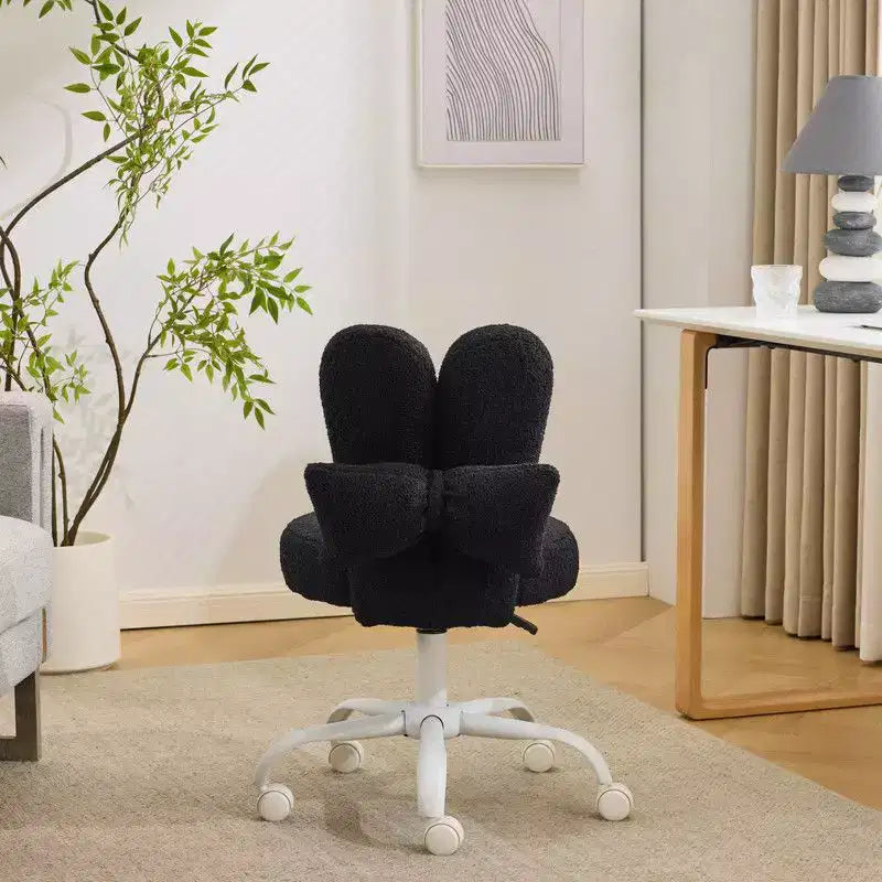 Fauteuil d’appoint pivotant réglable avec oreilles de lapin en tissu teddy bouclé