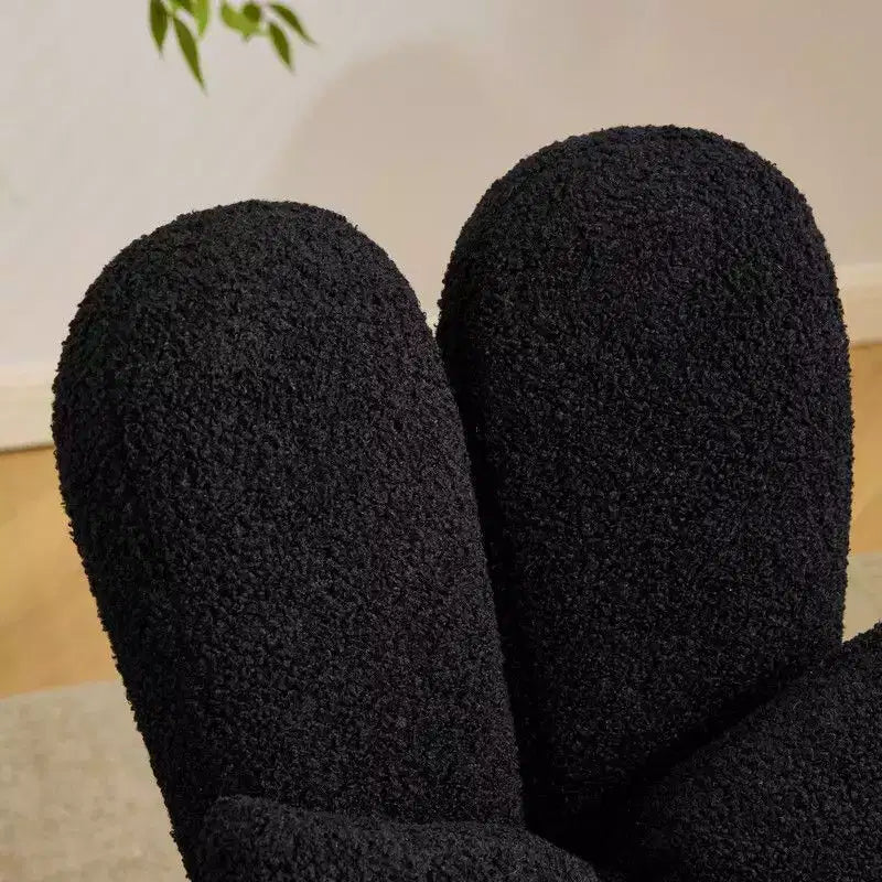 Fauteuil d’appoint pivotant réglable avec oreilles de lapin en tissu teddy bouclé